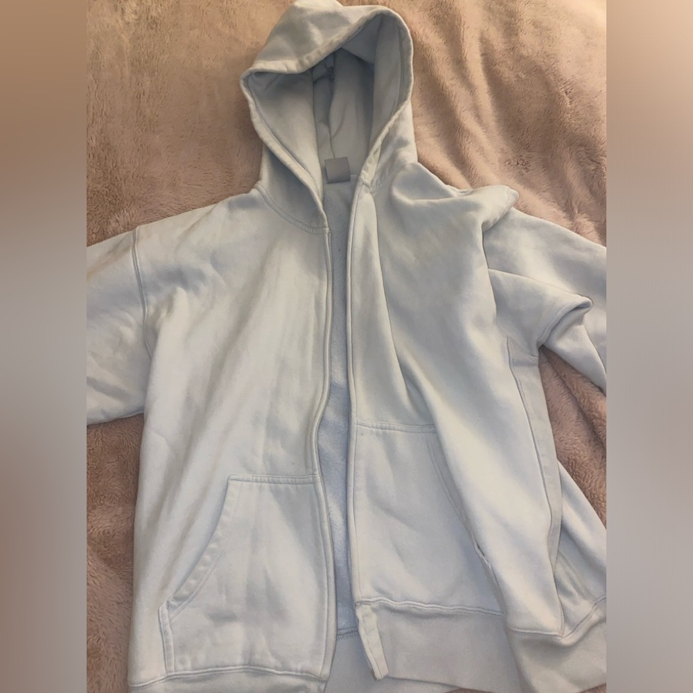 ARITZIA Cozy Fleece Boyfriend Zip Up (Mirror Blue Colour)